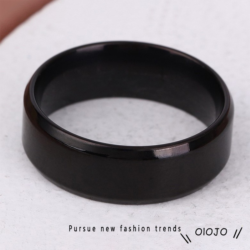 Cincin Matte Stainless Steel Punk Sederhana Untuk Hadiah Perhiasan Fashion Pria - ol