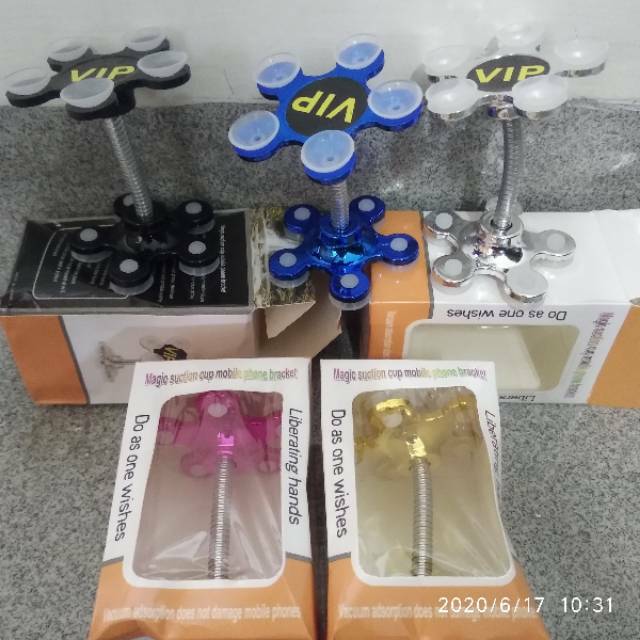 Gurita Hp, Hp holder fleksibel bentuk bunga, magic suction phone holder, car holder phone