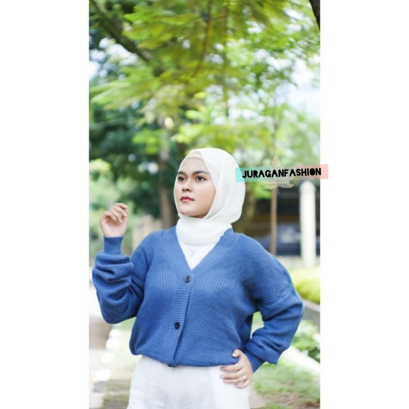 CARDIGAN CROP NACARA RAJUT-Denim