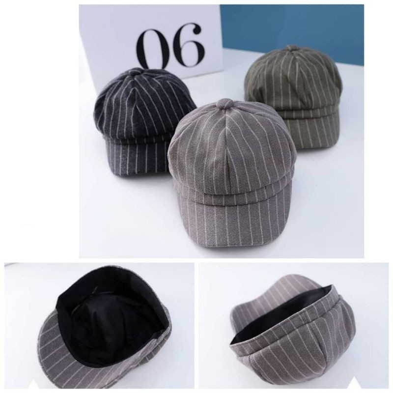 Topi Anak Cowok Boy Kids Children Bradley Cap Newsboy Topi Pet Warna Abu Hitam Army