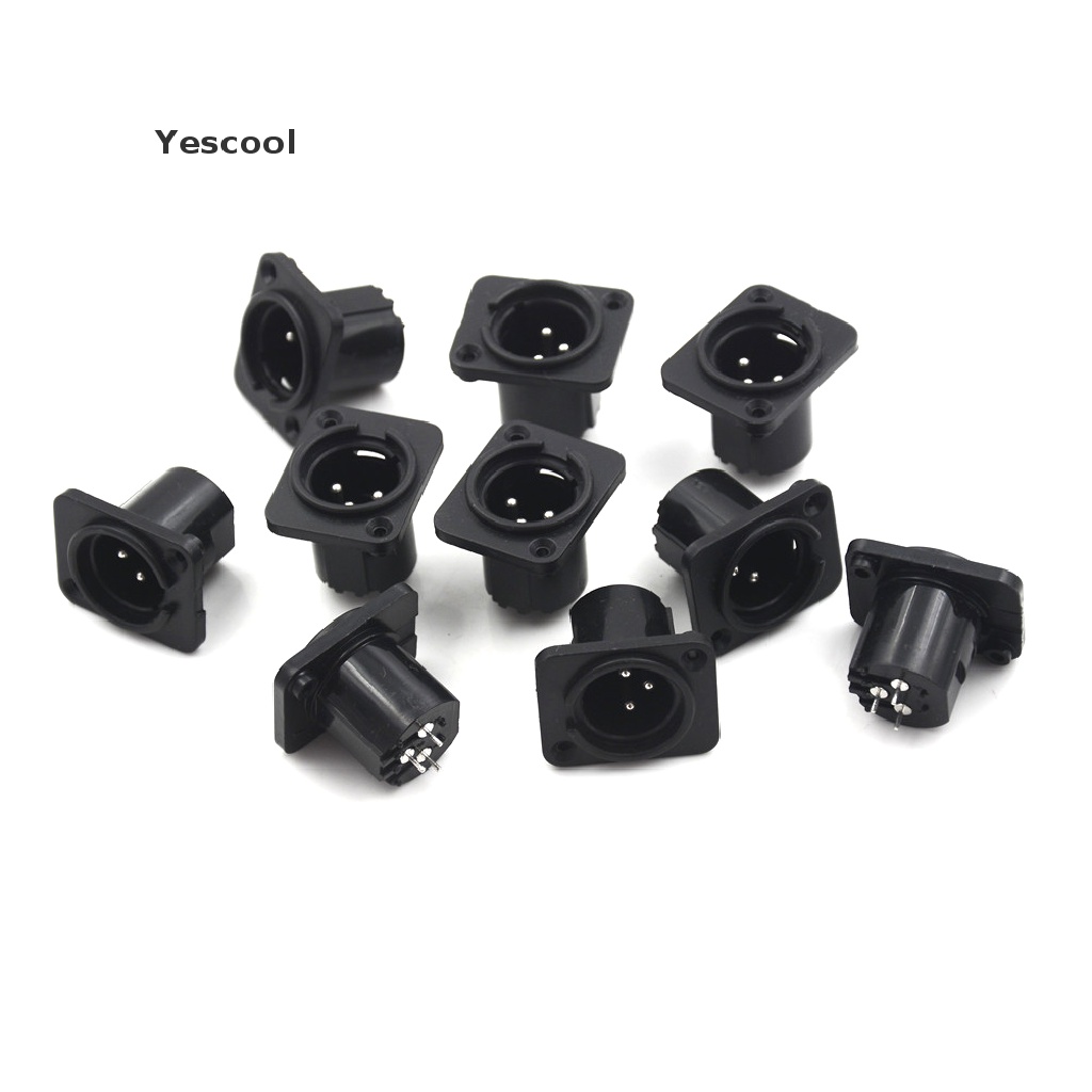 Yescool 10pcs Konektor Jack Panel XLR 3-Pin Male