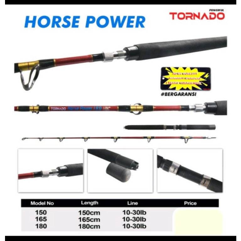 joran jigging fiber padat kaku tornado horse power 150 165 180