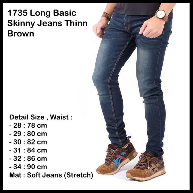 6OIO LONG SKINNY JEANS THIN BROWN / CELANA PANJANG JEANS PRIA SLIM SKINNY - 32 S74X