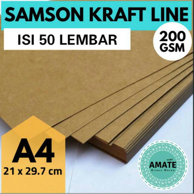 

Kertas Kraft Liner Karton 200g A4 isi 50 lbr - Kertas Crafting Paper Samson Kraft Carton