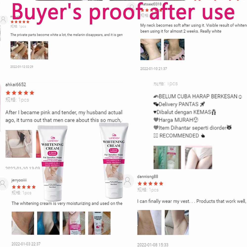 Krim Pemutih ketiak Whitening Cream Private Part Armpit Whitening Lightening Cream full body Whitening Cream Legs Knees Lotion 60ml