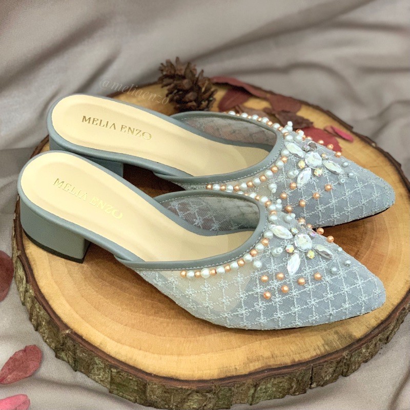 Meliaenzo - Sendal Hak Brukat Payet | Sendal Wanita | Sendal Wedding | Heels