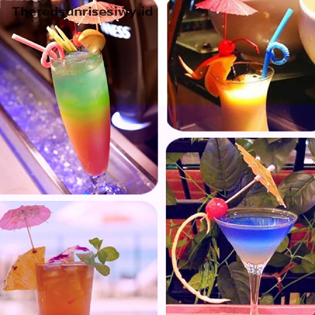 # Alat Rumahan # 50pcs/pack Stik Kue Buah Minuman Payung Mini Kertas Cocktail Parasols Umbrella~