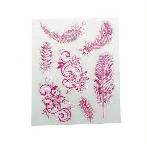 Clear Stamp (Stempel Transparan/Bening) - Feather and Flower