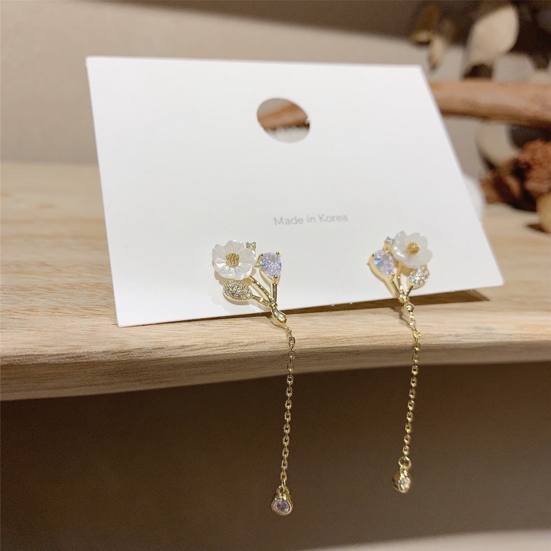 Butterfly Anting Tusuk Gantung Desain Kupu-Kupu + Bunga Hias Mutiara + Berlian Untuk Wanita