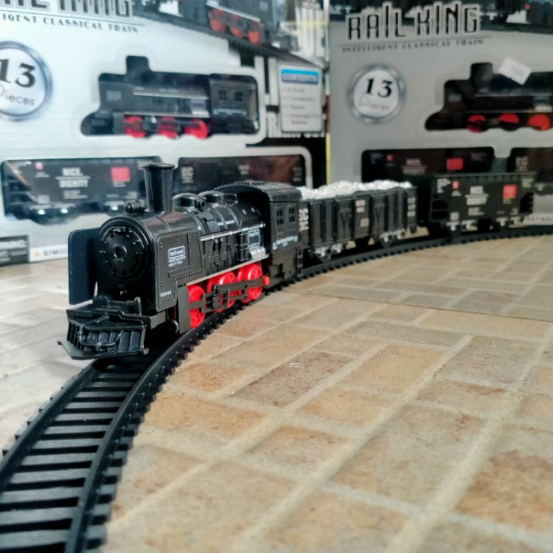 mainan kereta api railking 3 gerbong dilengkapi lampu free batrai