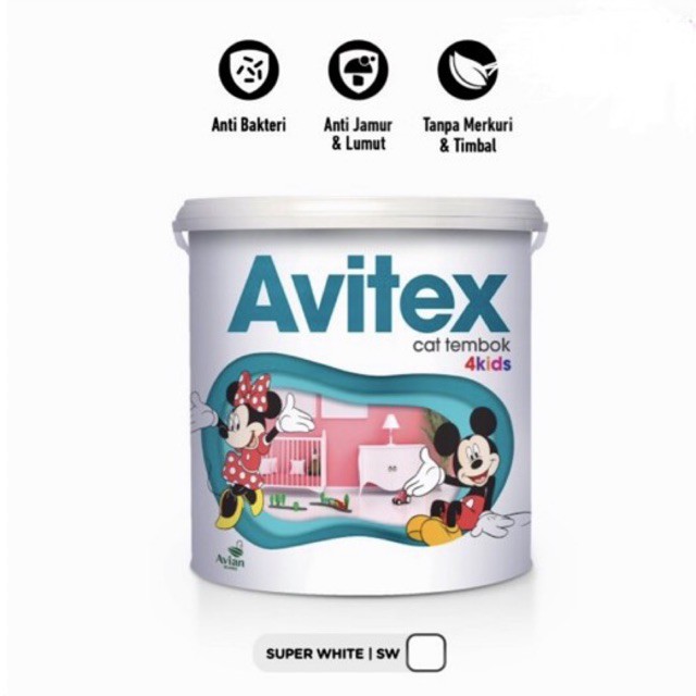 Cat Tembok Anti Bakteri Avitex 4kids Super White 5kg