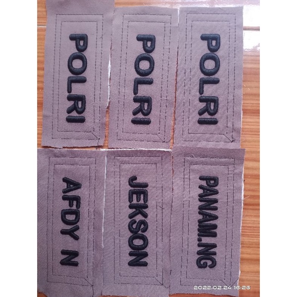 BORDIR nama NAMA BORDIR PDL TIMBUL 1 pasang(NAMA+ POLRI)