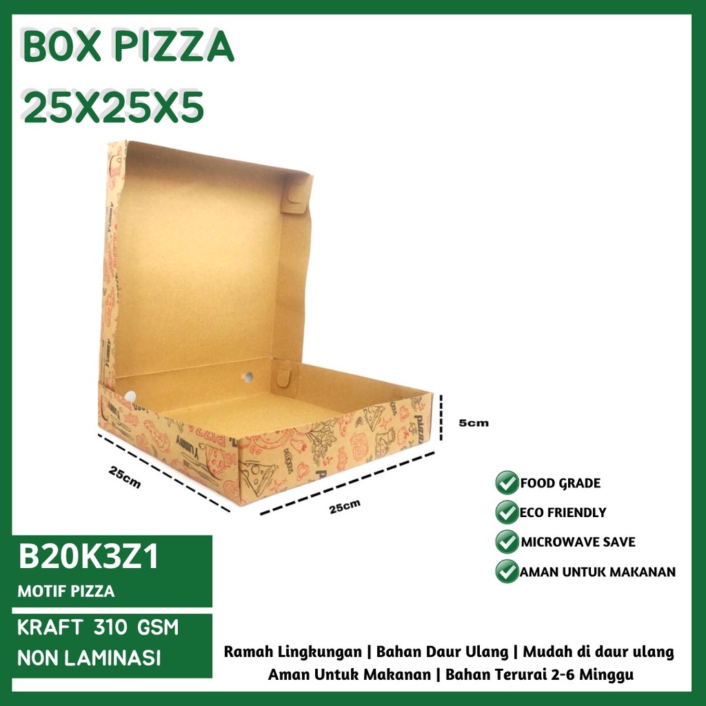 Box Pizza 25x25x5 Dus Pizza (B20K3Z1-Non Laminasi)