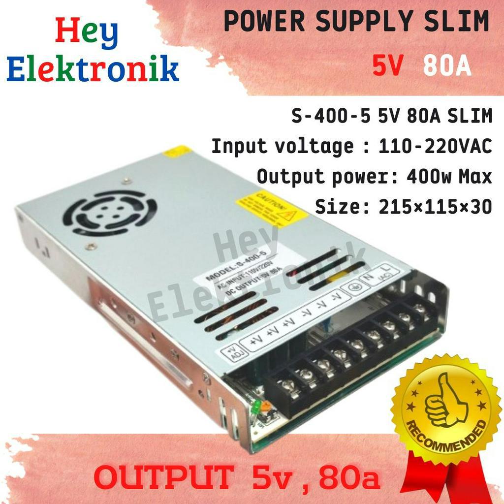 POWER SUPPLY RUNNING TEXT SLIM ADAPTOR TRAVO 5V 80A