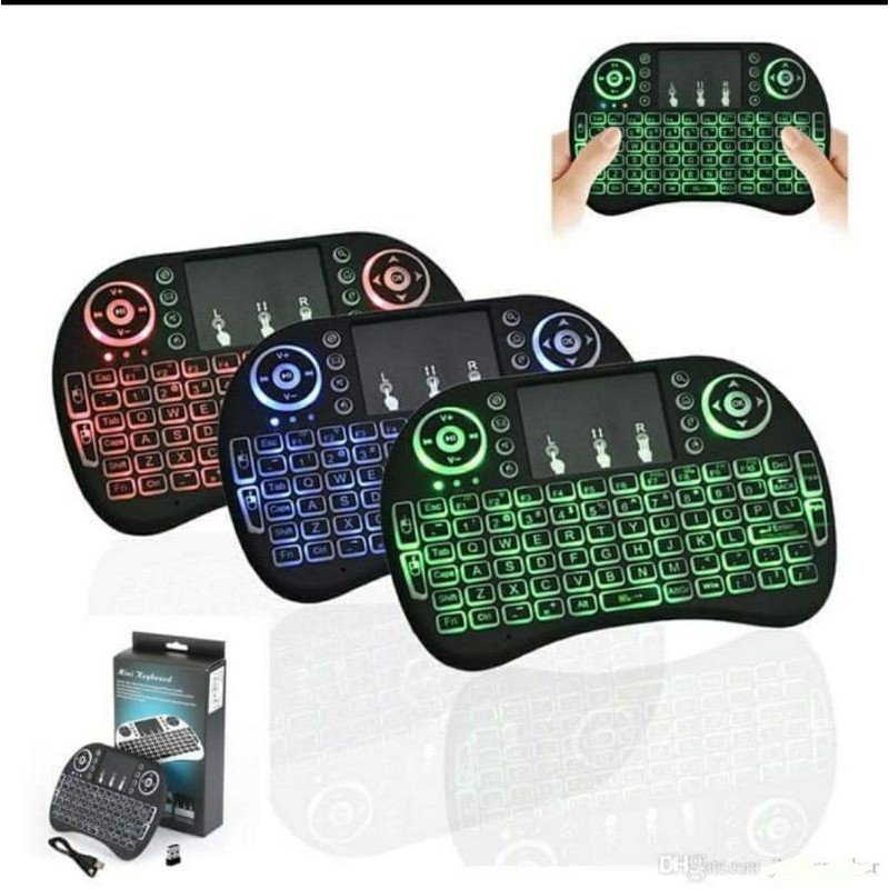 i8 mini Keyboard Wireless Mouse Touchpad 3 color Backlight dongle receiver