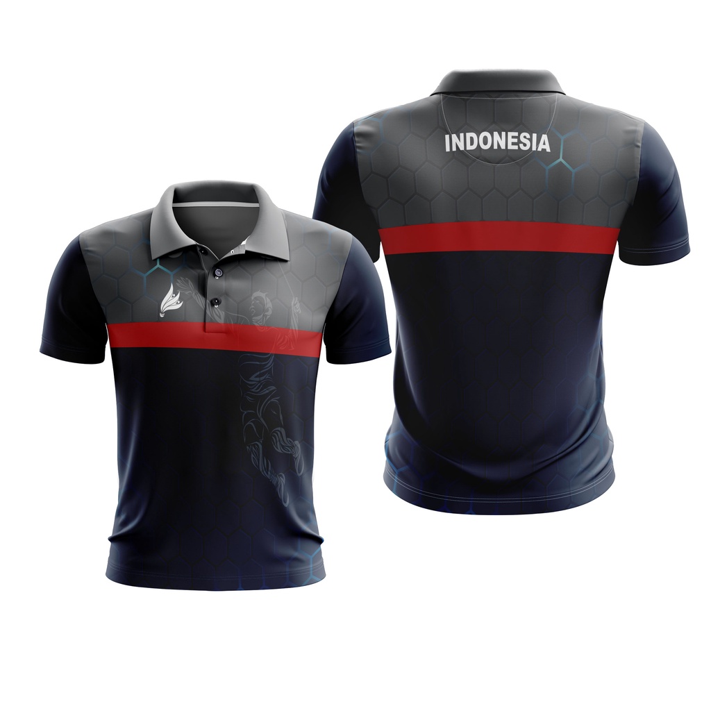 Baju Kaos New Jersey Badminton Polo Free Custom Name + Nomor Full Printing Dewasa Pria Wanita 04