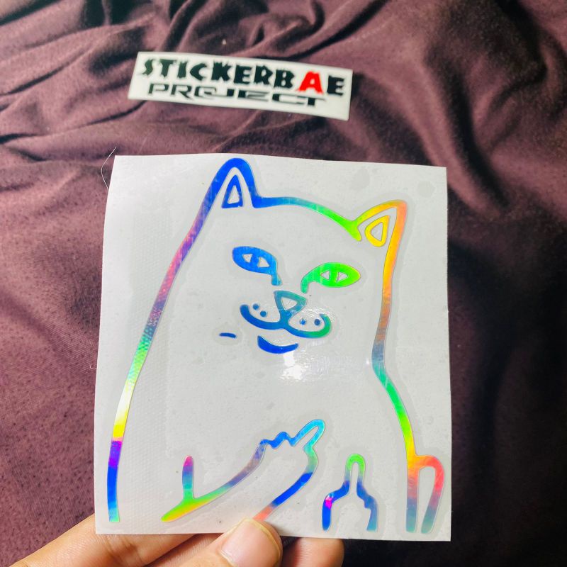 Stiker emot kucing fuceek cuting sticker emot lucu viral