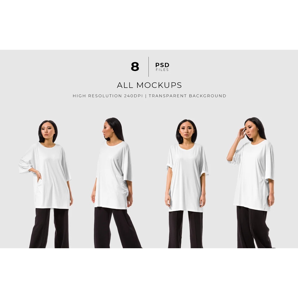 Oversize T-Shirt Mockup Women Set