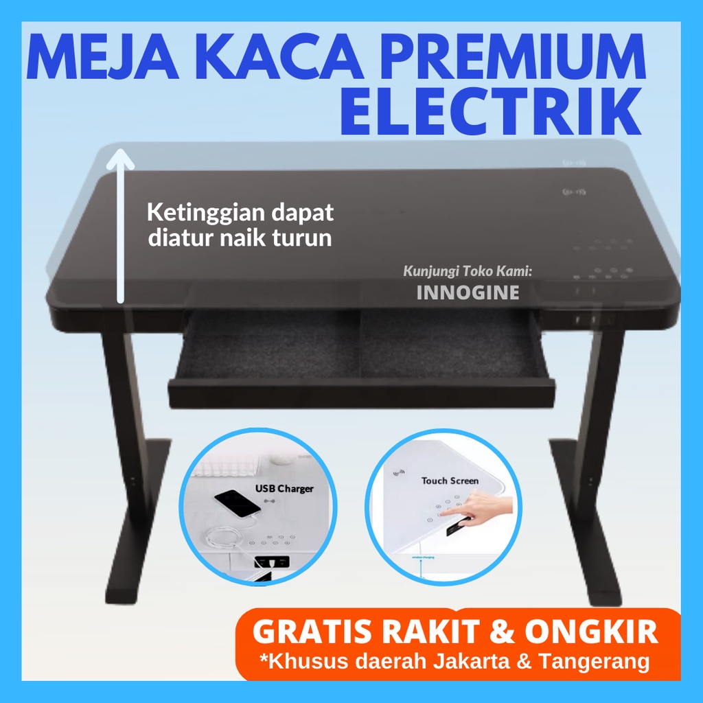 Meja Kaca Meja Gaming Meja Kerja Minimalis Meja Komputer Meja Adjustable Standing Desk Meja PC Table