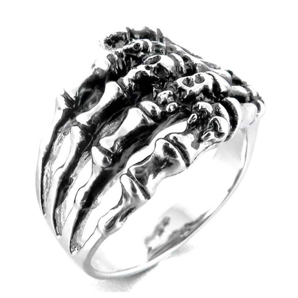 Cincin Jari Bentuk Tulang Tangan Tengkorak Gaya Punk Rock Untuk Unisex