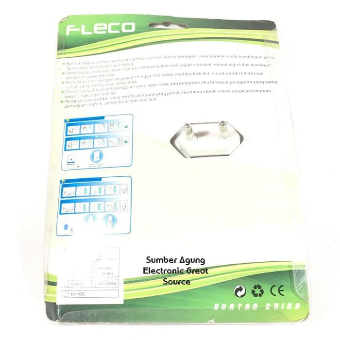 Fleco Bel Rumah 8108 AC Remote Kontrol 32 Musik Wireless Tanpa Kabel B