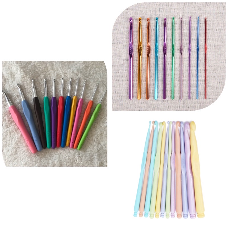 Hakpen / crochet hook / alat rajut hakpen Aluminium hakpen karet pastel