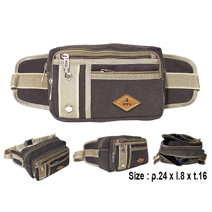 Tas BAEPACK Pinggang Waistbag Gaul Kanvas Vintage Classic Pria Wanita