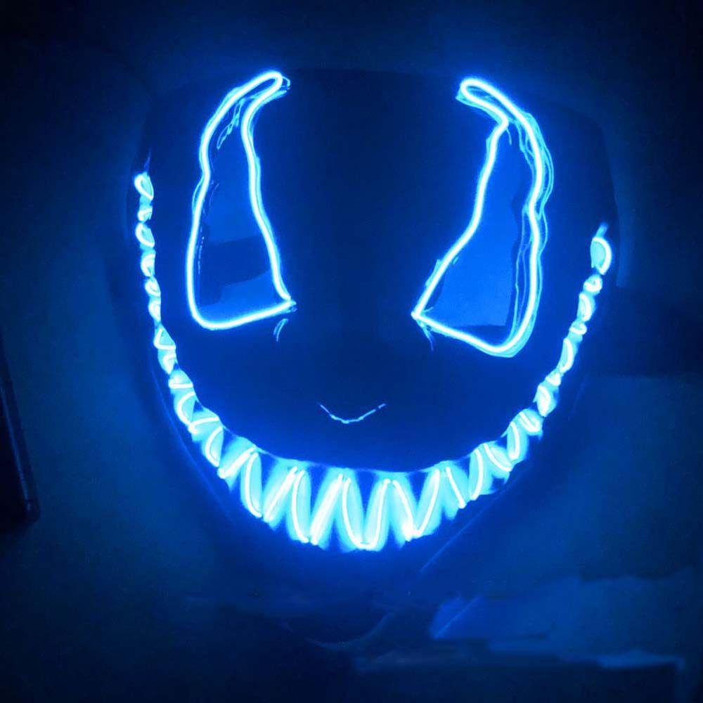 Quinton Glowing Venom Mask LED Light Lucu Masquerade Party Luminous Mask Anime Mask Topeng Halloween Topeng LED Props Topeng Pesta Full Face Props