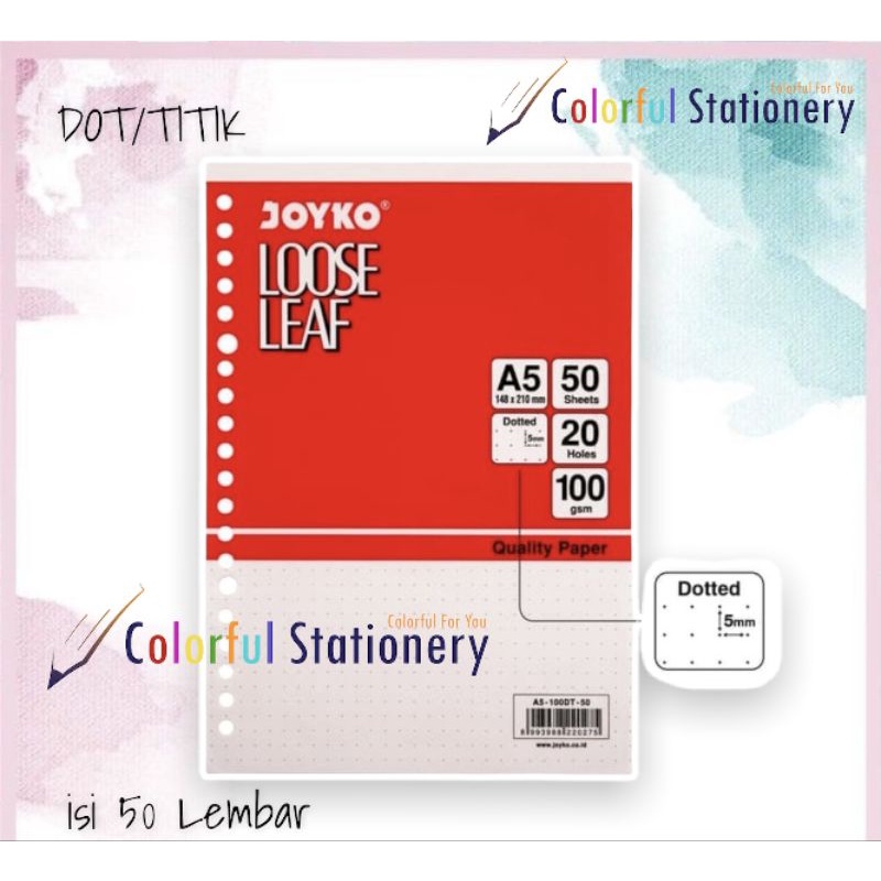 

Loose Leaf / Kertas Binder DOT (Titik) Joyko A5 50 Lembar