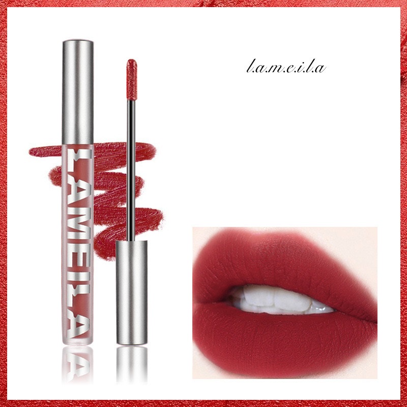 LUCKYMALL LAMEILA Matte Lipstick Liquid Korean Lipstik Lip Glaze Korean Lip Cream Lip Gloss Waterproof 2028 LA055