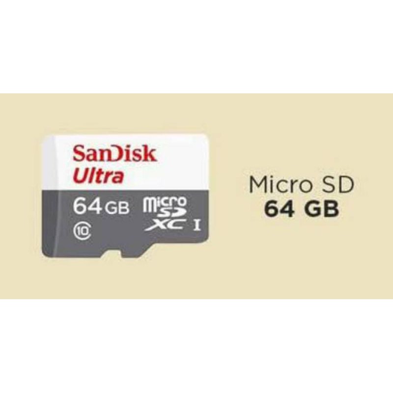 Memory Card 64gb SanDisk Class 10, Kecepatan Baca Hingga 80 MB/s*