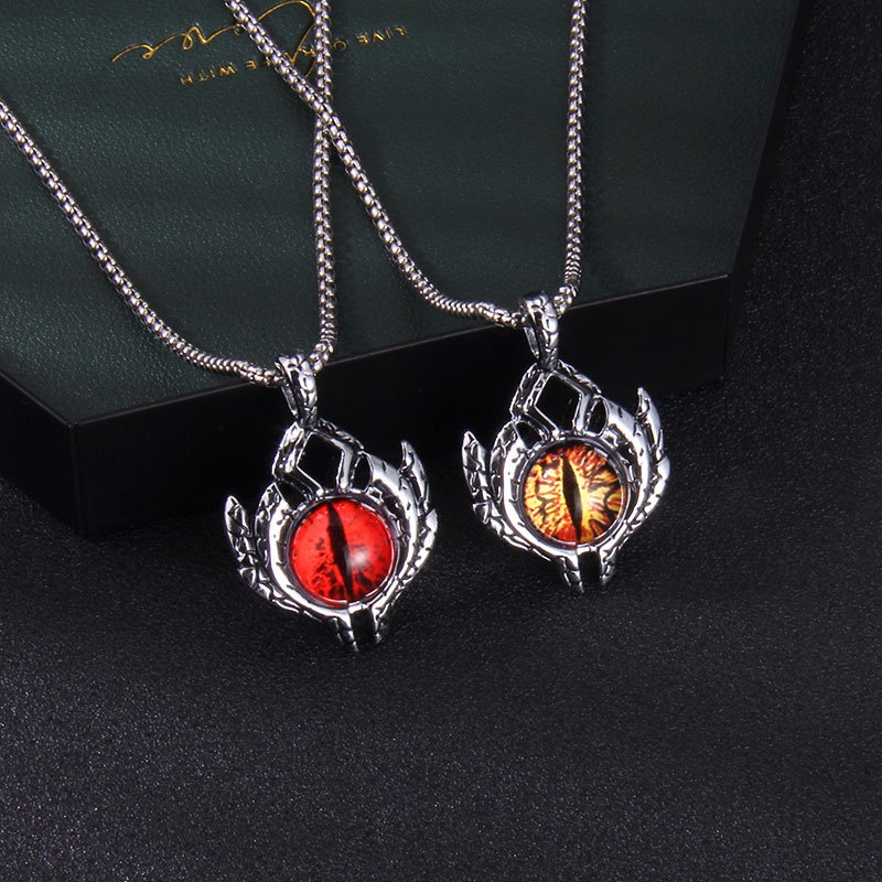 Kalung Rantai Liontin Mata Iblis Burung Hantu Bahan stainless steel Gaya Retro punk Turki Untuk Pria Dan Wanita