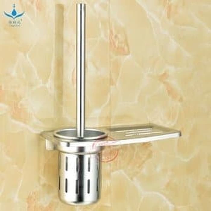 Rak Toilet Aluminium Bonus Sikat Bathroom Brush Kamar Mandi Soap Rack Sabun Botol Shampoo interior