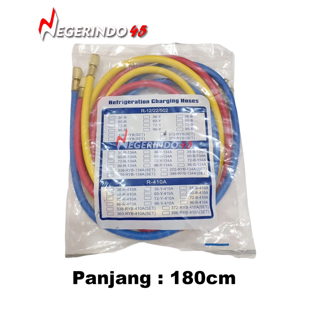 Selang isi Freon Selang Manifold R22 180cm 150cm / refrigeration charging hose 3pcs/set