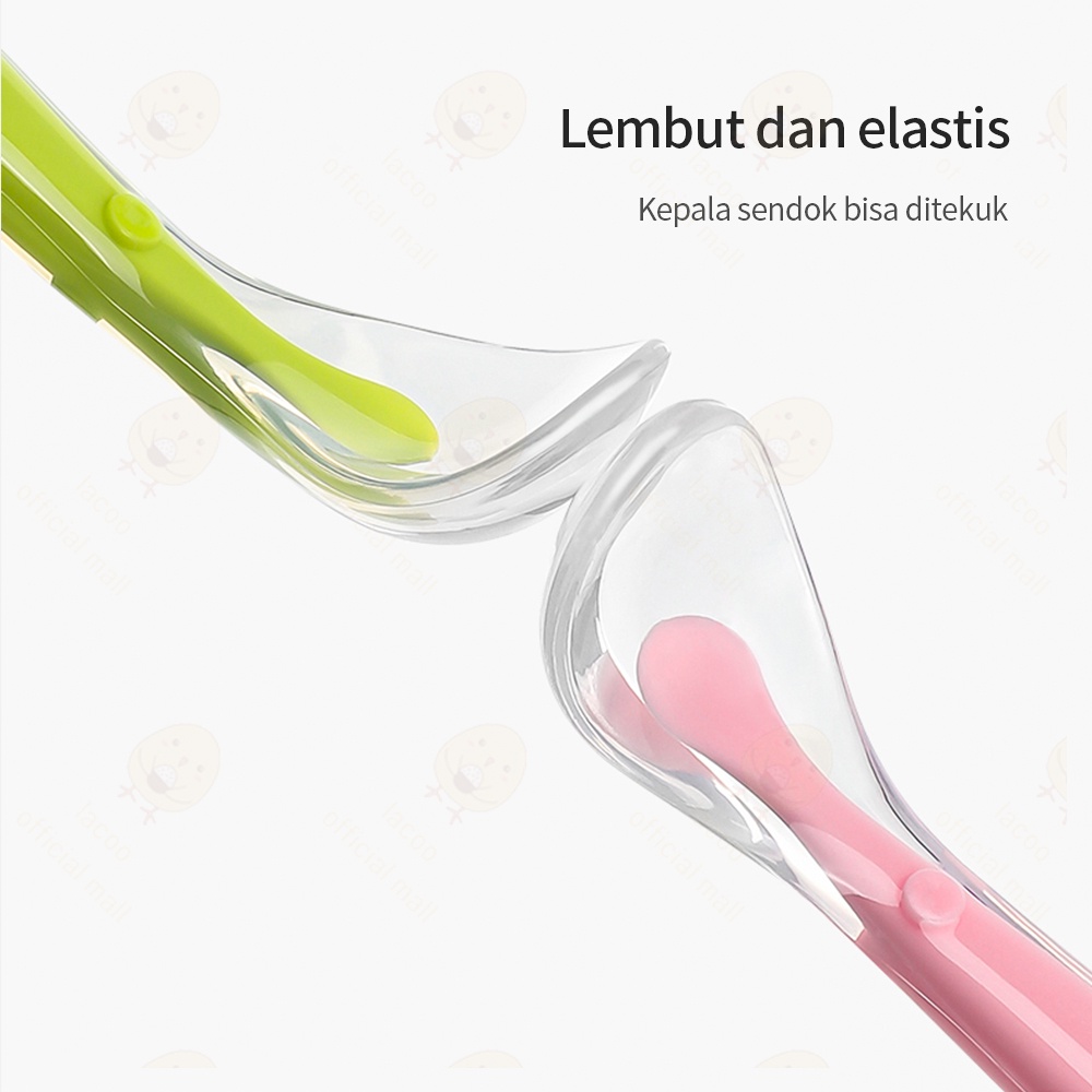 Lacoo Sendok peralatan makan bayi anak silicone Baby Spoon BPA FREE