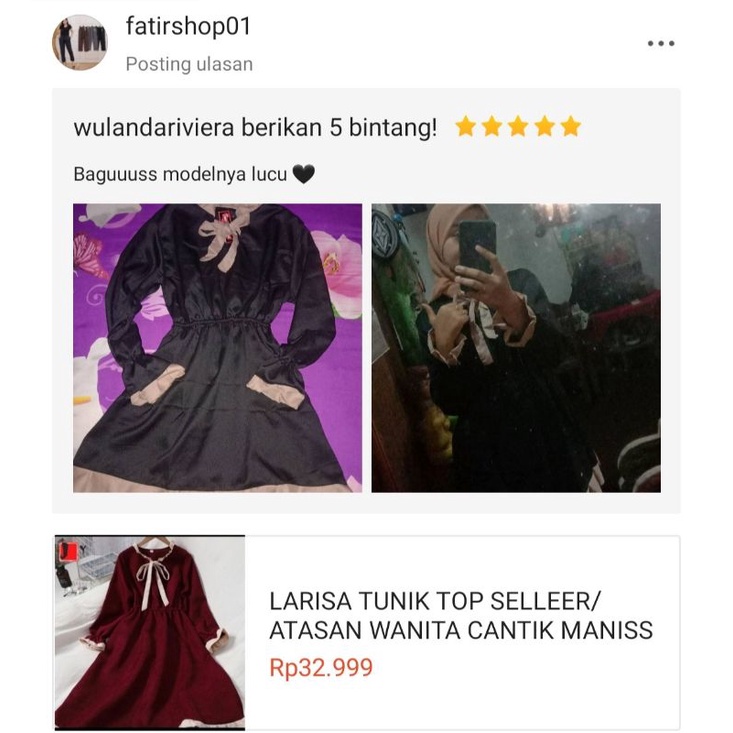 LARISA TUNIK TOP SELLEER/ATASAN WANITA CANTIK MANISS