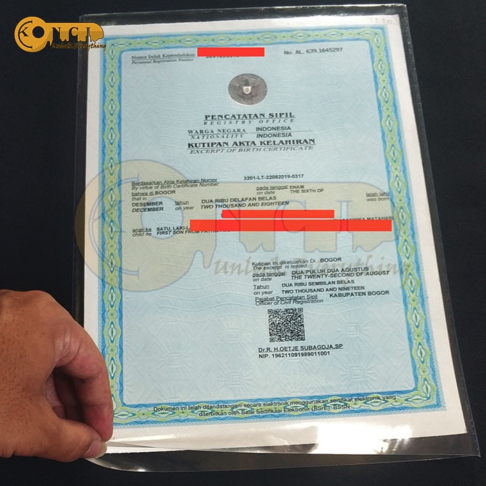 20 PCS Plastik Press Ijazah, Kartu Keluarga, Akta Lahir Folio Ukuran F4