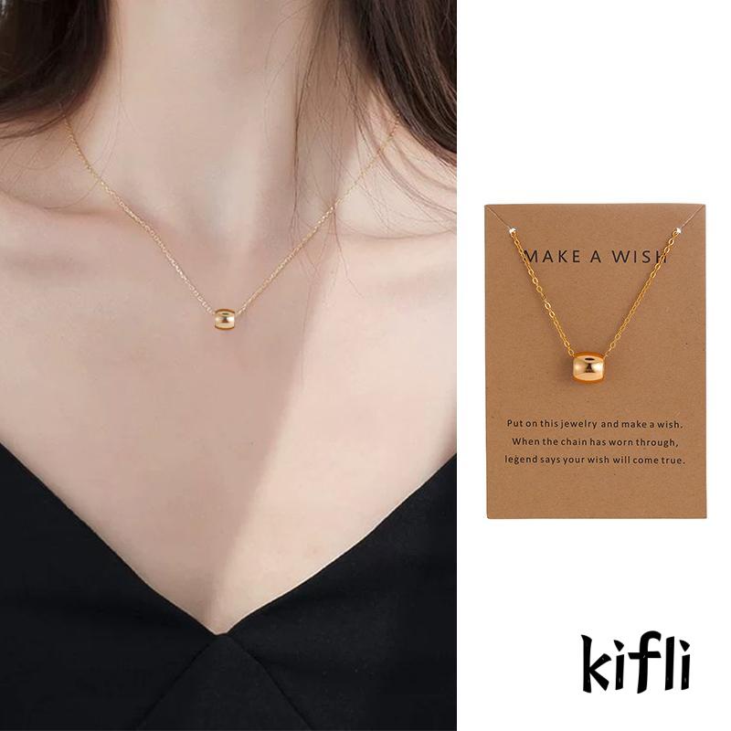 Kalung Bentuk Lingkaran Geometris Model Hollow Untuk Wanita