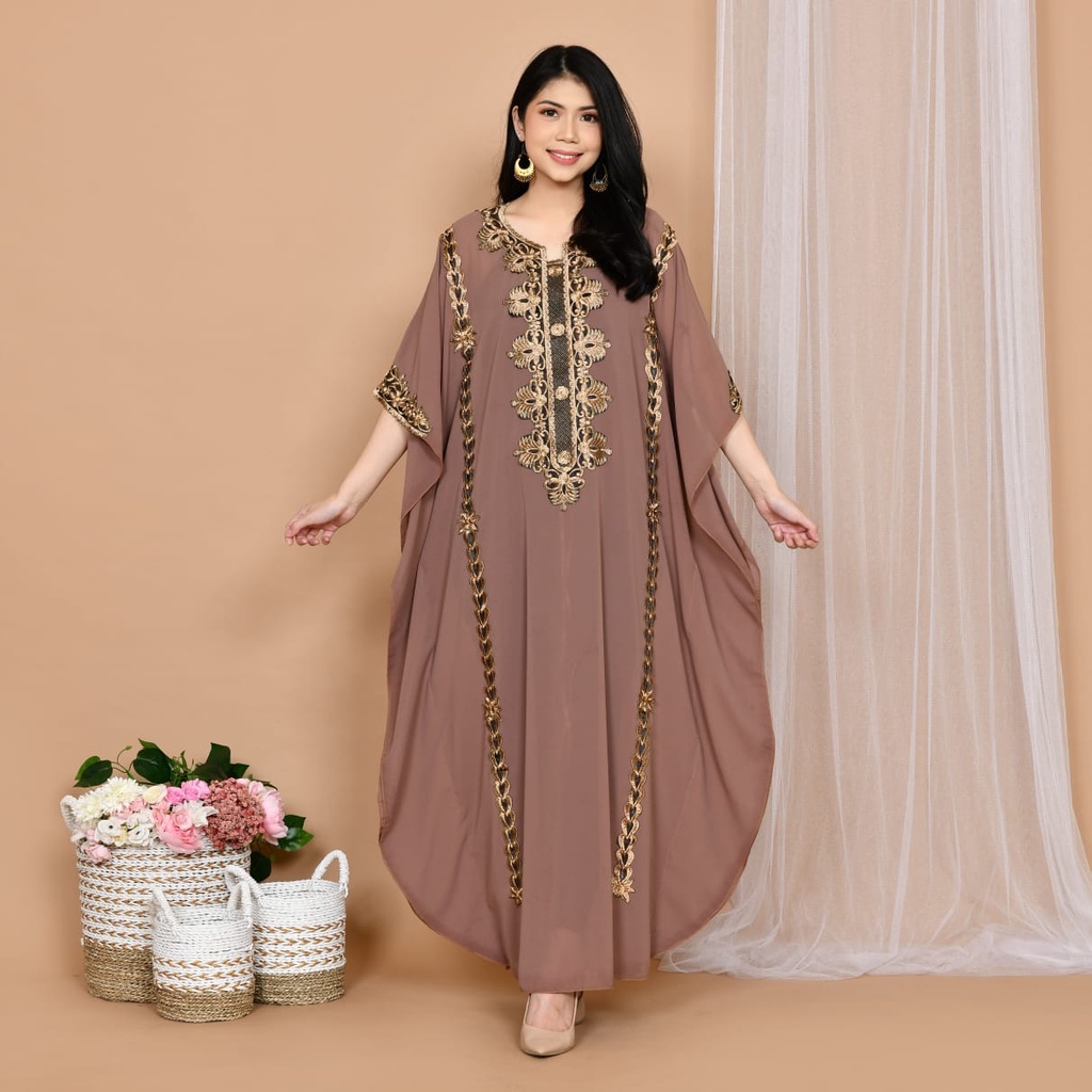 Baju kaftan wanita terbaru  lebaran fullbordir  untuk pesta kondangan seragam pengajian ukuran jumbo