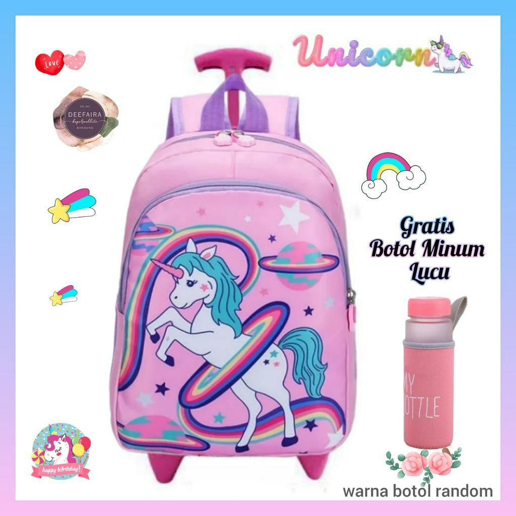 Tas Ransel Troli Anak Perempuan Terlaris Model U N1qqron Free Botol Lucu Untuk Anak Paud TK &amp; SD
