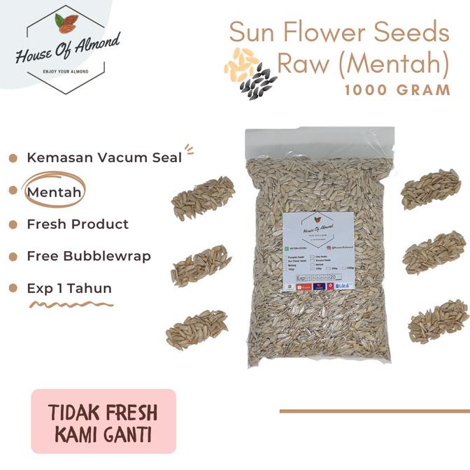 

Sun Flower Seeds Mentah 1Kg (Raw) Kuaci Kupas Mentah