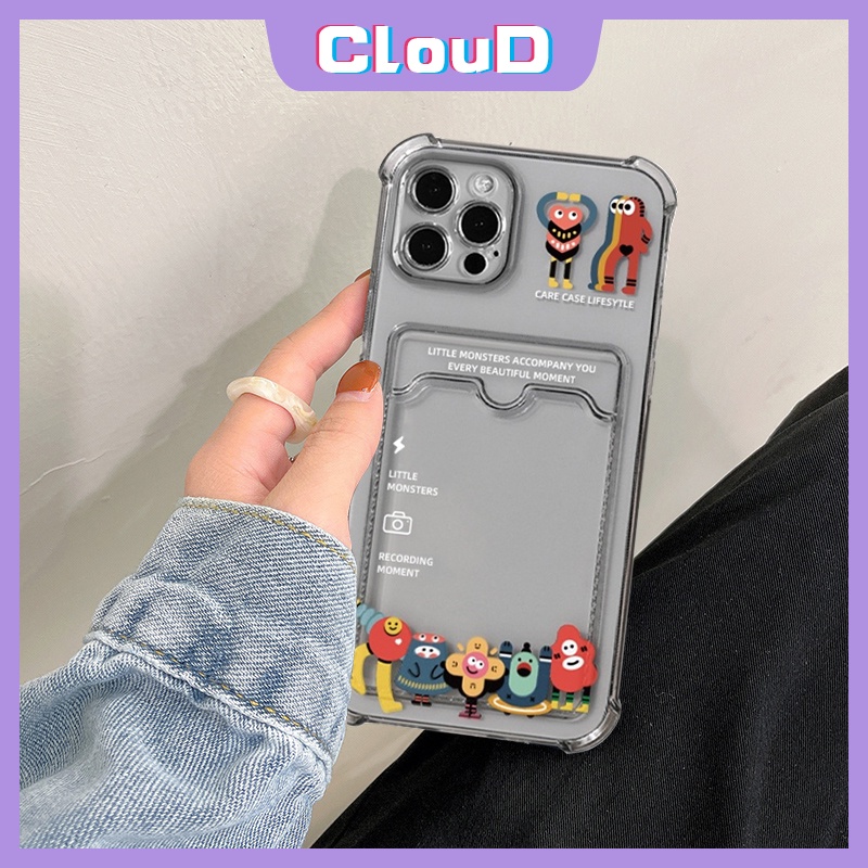 Soft Case TPU Transparan Shockproof Dengan Slot Kartu Untuk iPhone 13 11 12 pro Max 6 6s 8 7 plus X XR XS Max SE 2020