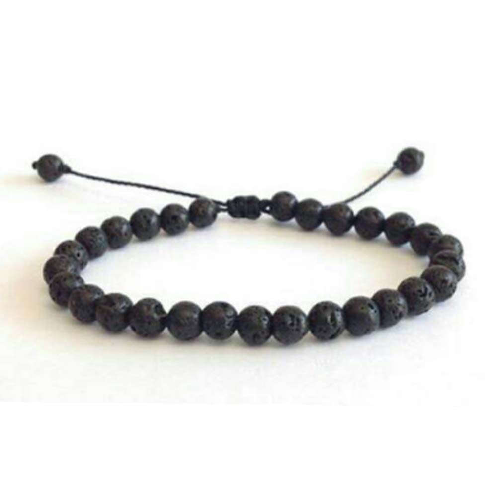 Gelang Batu Lava 6mm Tali Hitam