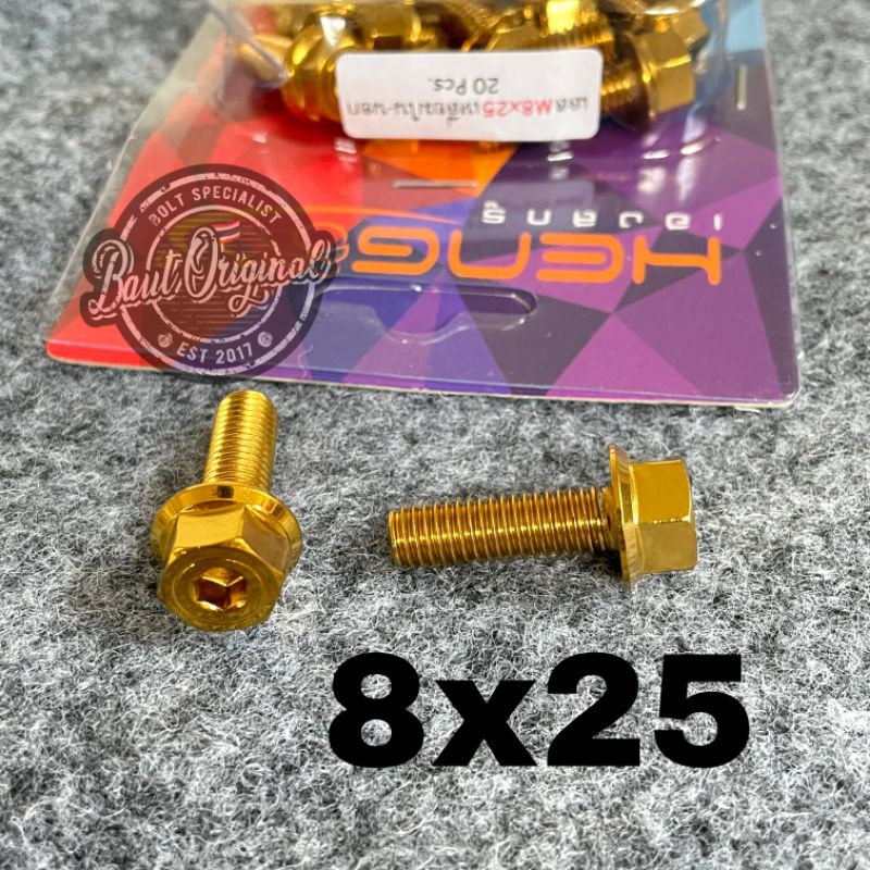 baut probolt 2kunci 2 kunci stainless 8x25 drat 12 panjang 2.5 cm original heng thailand gold