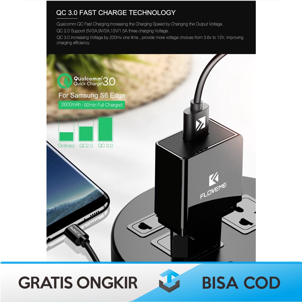 ADAPTOR CHARGER USB FAST CHARGING TAFFWARE QUALCOMM QUICK CHARGE 3.0