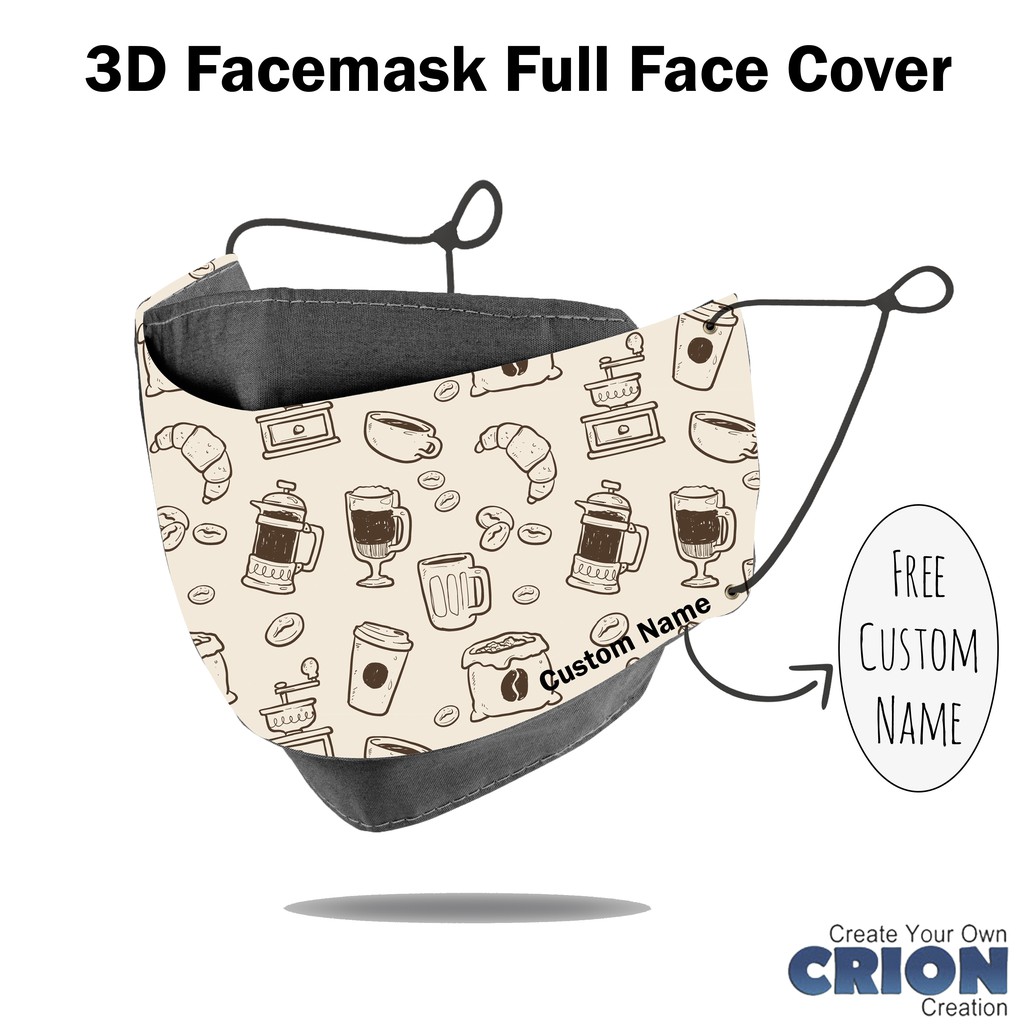 Crion - Masker 3d Full Face Cover Coffee Series 1 - antibacterial