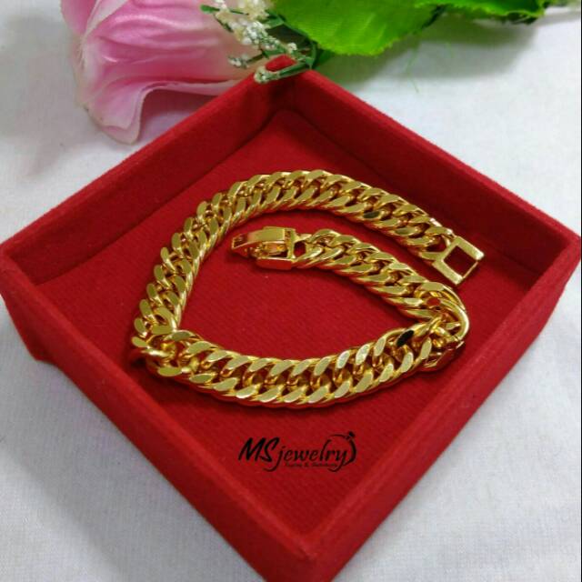 Gelang Rantai Gold Titanium lapis emas rantai