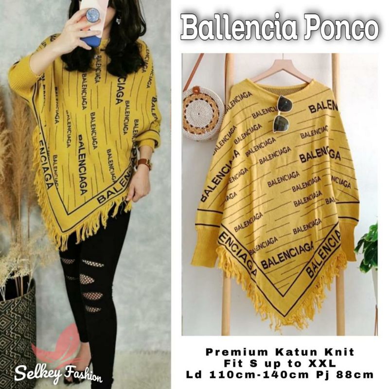 Blouse wanita rajut import jumbo terbaru mewah.Ballencia Ponco Atasan wanita murah premium original 