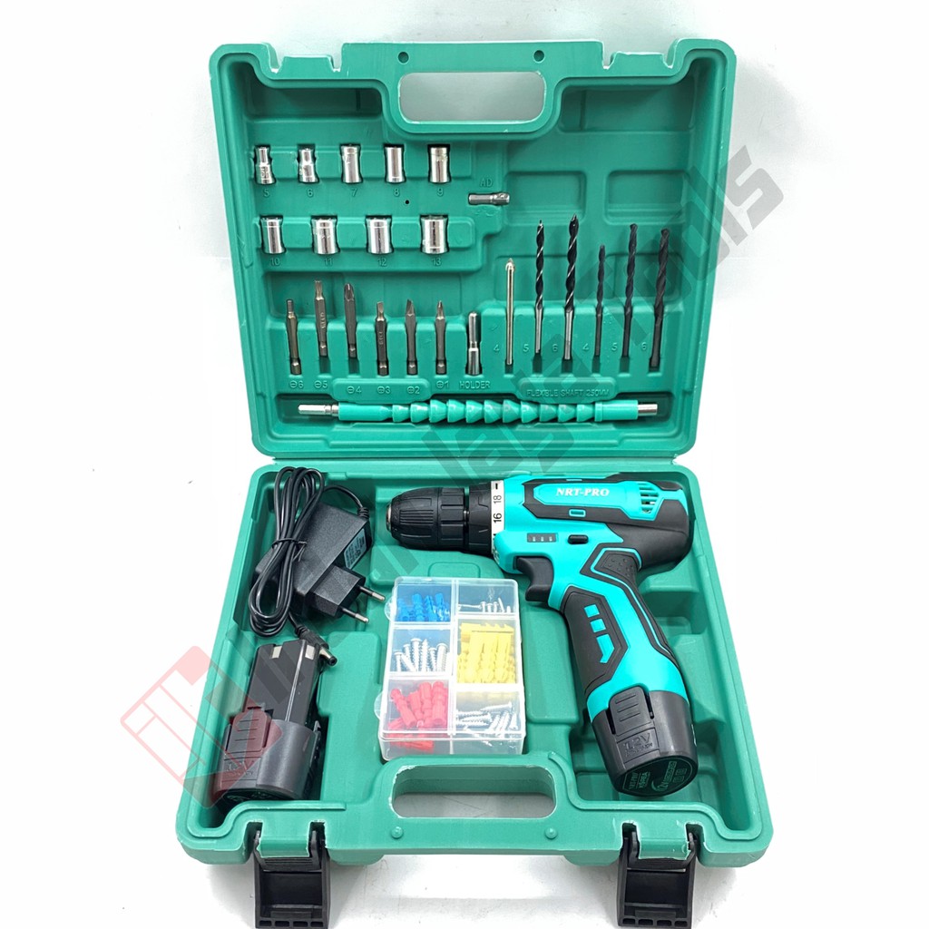 DC-330 Set 26 Pcs Mesin Bor Cordless 12V 10 mm NRT-PRO - Bor Baterai