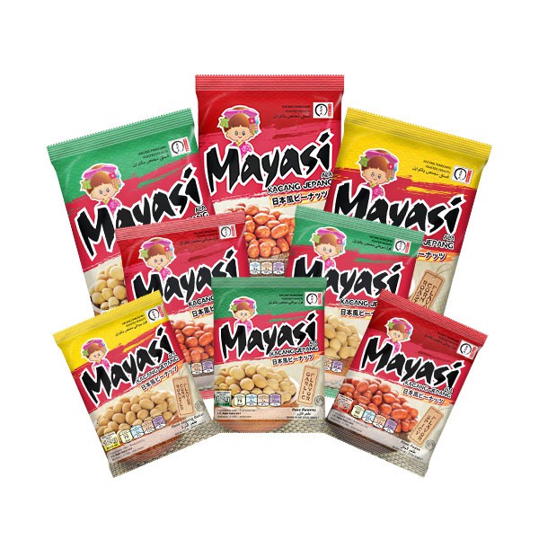 

Kacang Mayasi Peanut 65gr Bawang | Jagung Bakar | Pedas